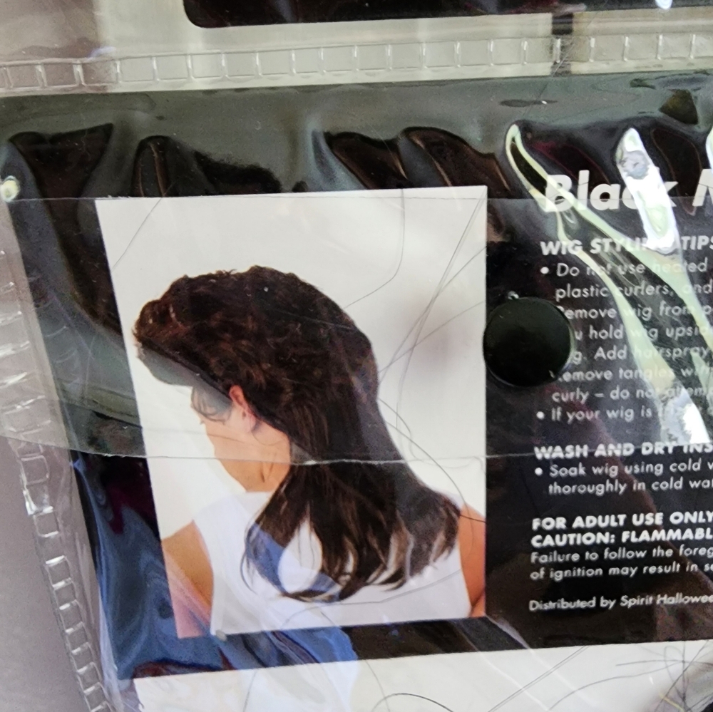 New Spirit Black Mullet Costume Wig - Picture 4 of 4